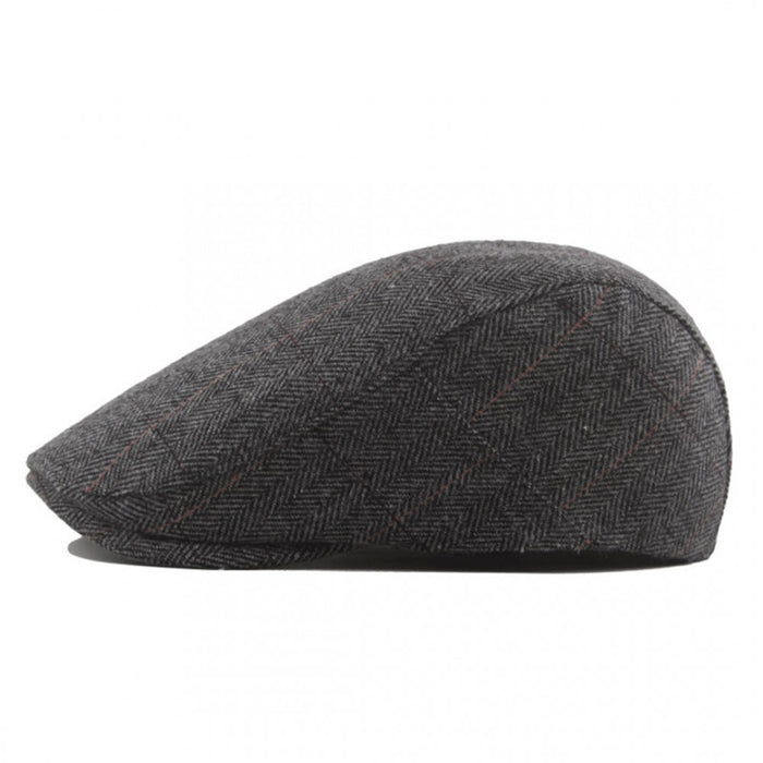 Cap-1 – Men's Newsboy Baker Boy Herringbone Flat Cap Hat – Grey