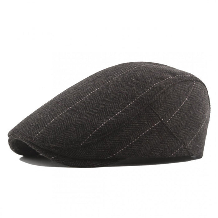 Cap-1 – Men's Newsboy Baker Boy Herringbone Flat Cap Hat – Brown