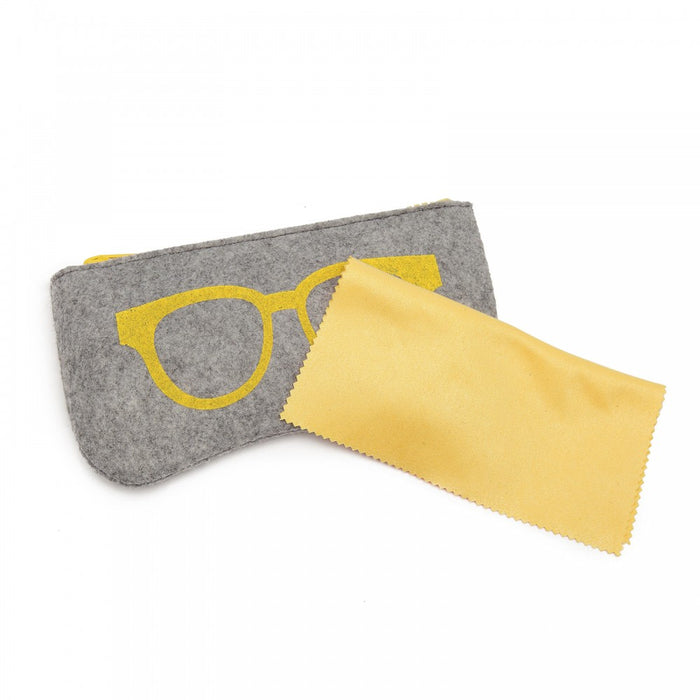 Soft Felt Glasses Case – Grey and Yellow