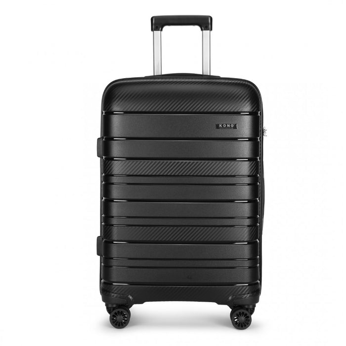 Multi-Texture PP Hard Shell Suitcase – 24-Inch – Classic Collection – Black