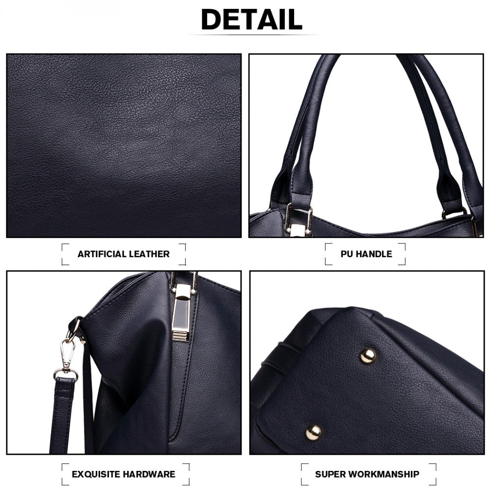 Soft PU Leather Simple Shoulder Bag – Navy