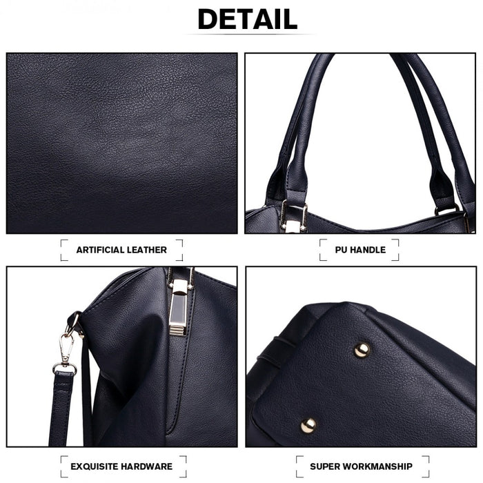 Soft PU Leather Simple Shoulder Bag – Navy