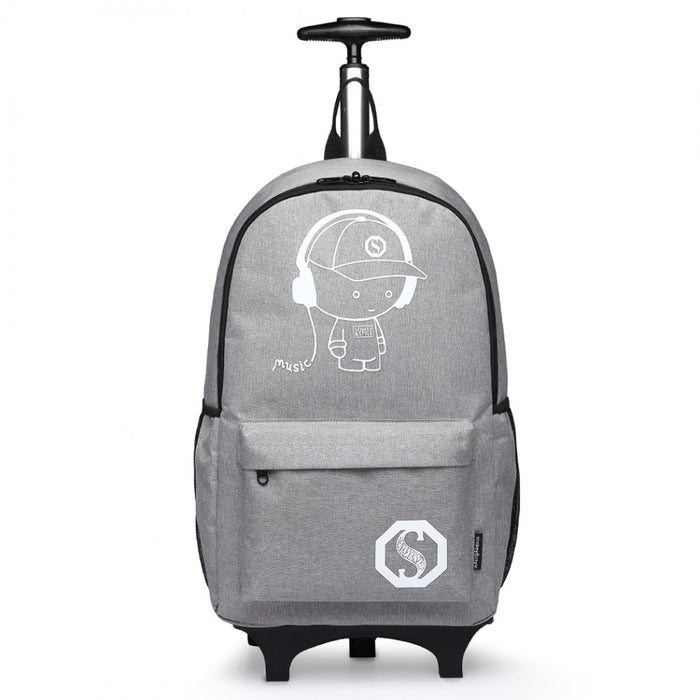 Glow-in-the-Dark Trolley Backpack – Grey