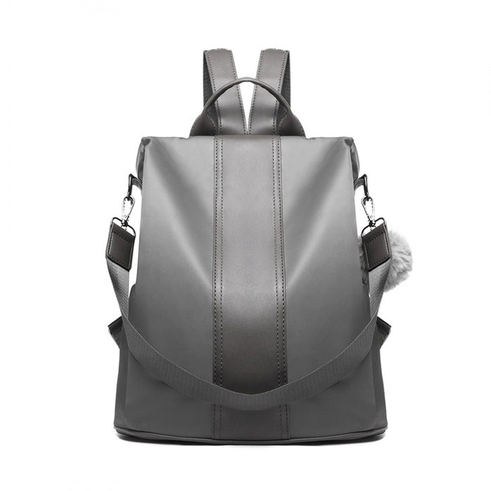 Two Way Backpack Shoulder Bag with Pom Pendant – Grey