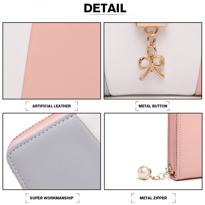 Tri Colour Women's PU Leather Purse – Grey