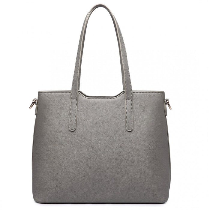 3-Piece Tote Shoulder Bag and Clutch – Grey