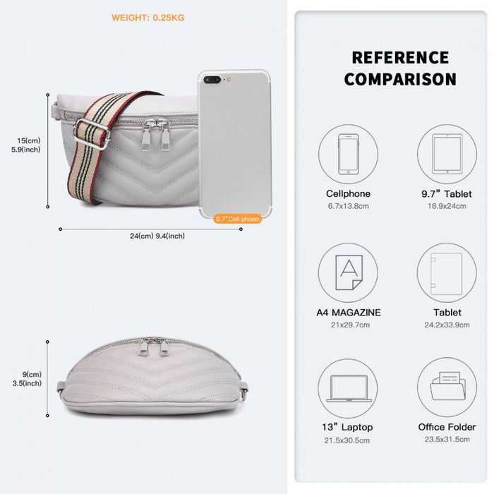 Wide Strap Bum Bag Lightweight Adjustable Waist Bag – Grey