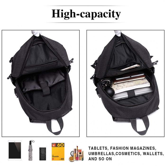 Business Laptop Backpack with USB Charging Port – Black