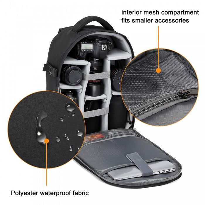 Water-Resistant Shockproof Dslr Camera Backpack – Black