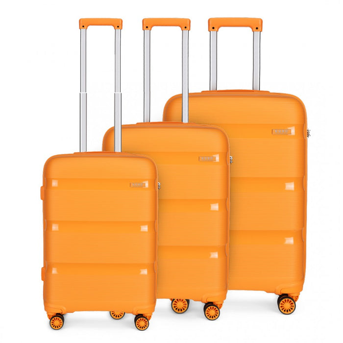 3-Piece Bright PP Hard Shell Suitcase Set – Classic Collection – Orange
