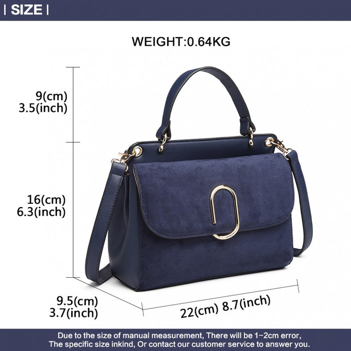 Women's PU Leather Handbag Shoulder Bag – Navy