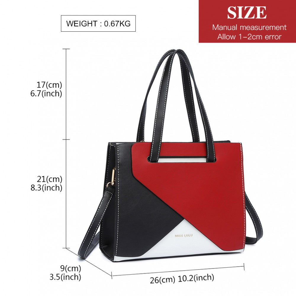 Contrast Panel Shoulder Bag – Red