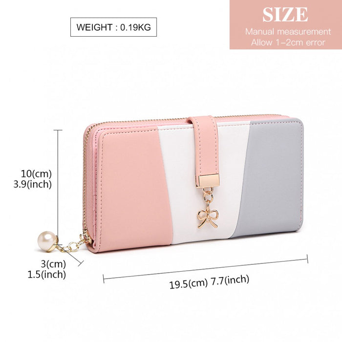 Tri Colour Women's PU Leather Purse – Grey