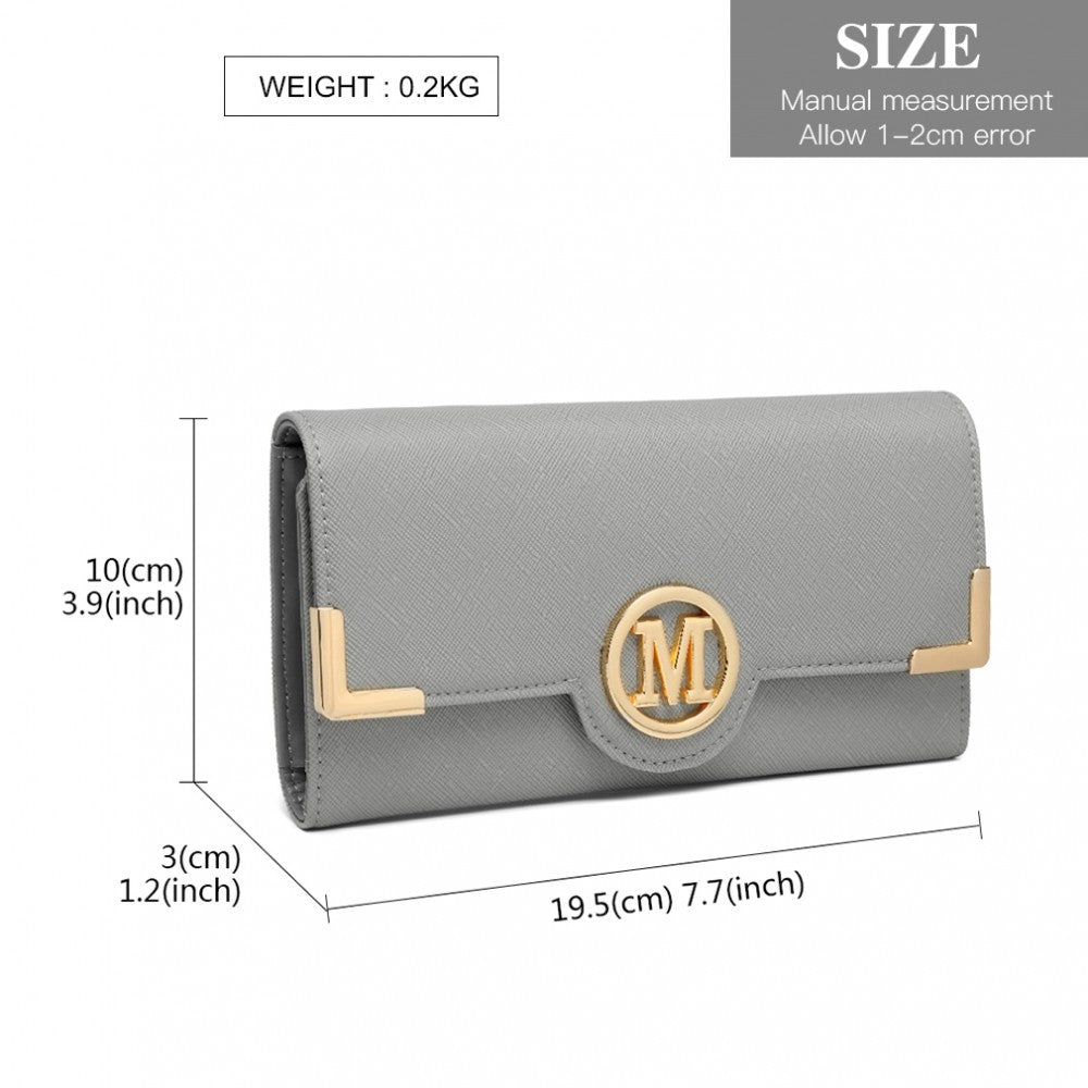 PU Leather Classic Long Purse – Grey
