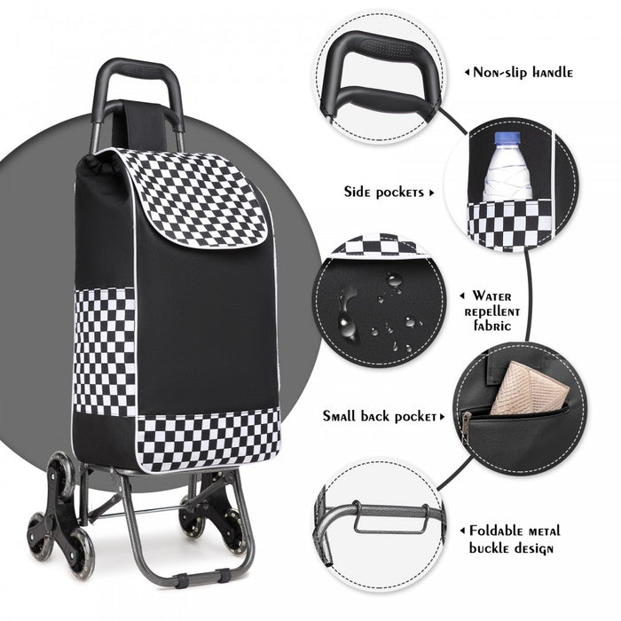 6 Wheel Push Shopping Trolley – EQ2043 – Black