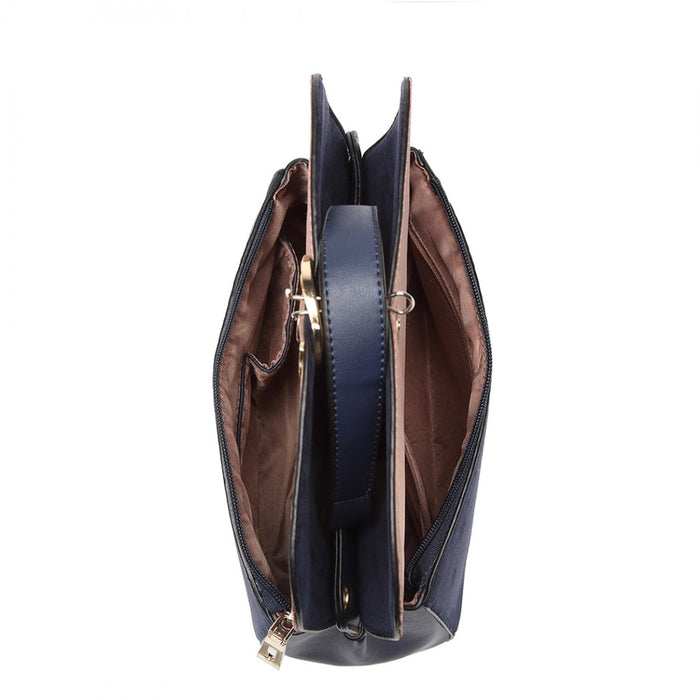 Women's PU Leather Handbag Shoulder Bag – Navy