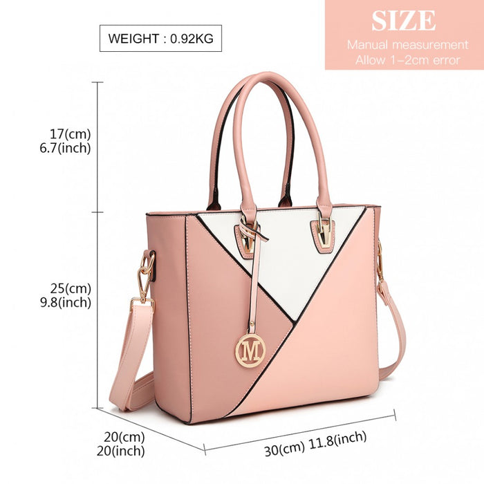 PU Leather Geometric Ombre Handbag – Nude