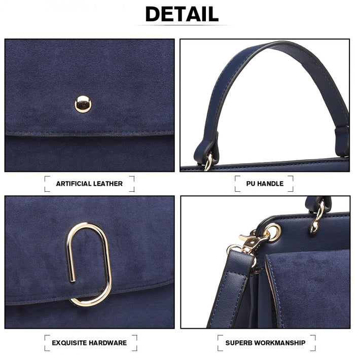 Women's PU Leather Handbag Shoulder Bag – Navy