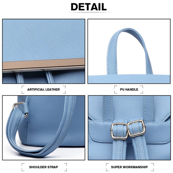 PU Leather Fashion Backpack – Light Blue