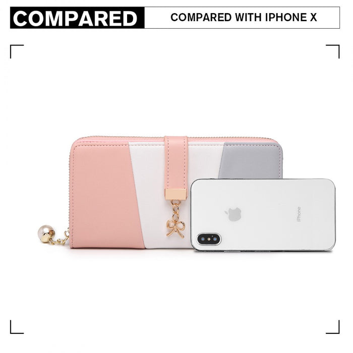 Tri Colour Women's PU Leather Purse – Grey