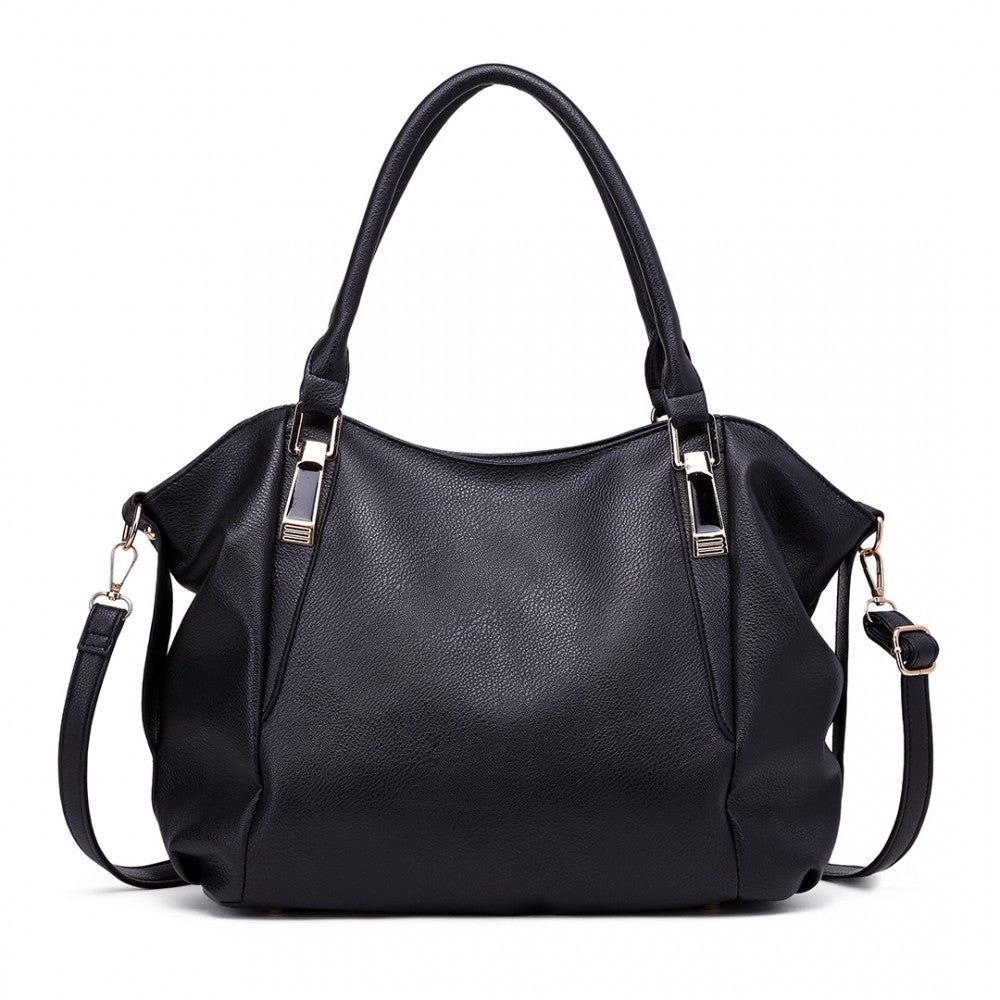 Soft PU Leather Simple Shoulder Bag – Black