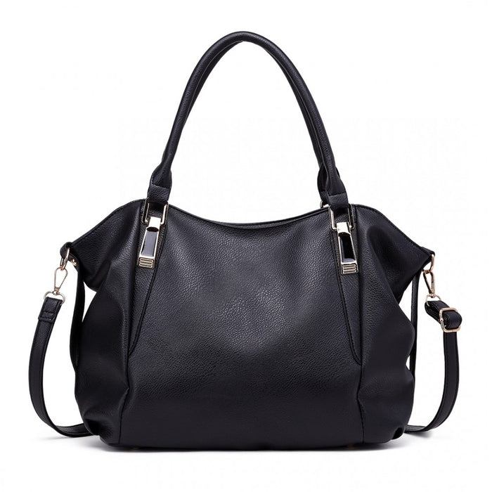 Soft PU Leather Simple Shoulder Bag – Black