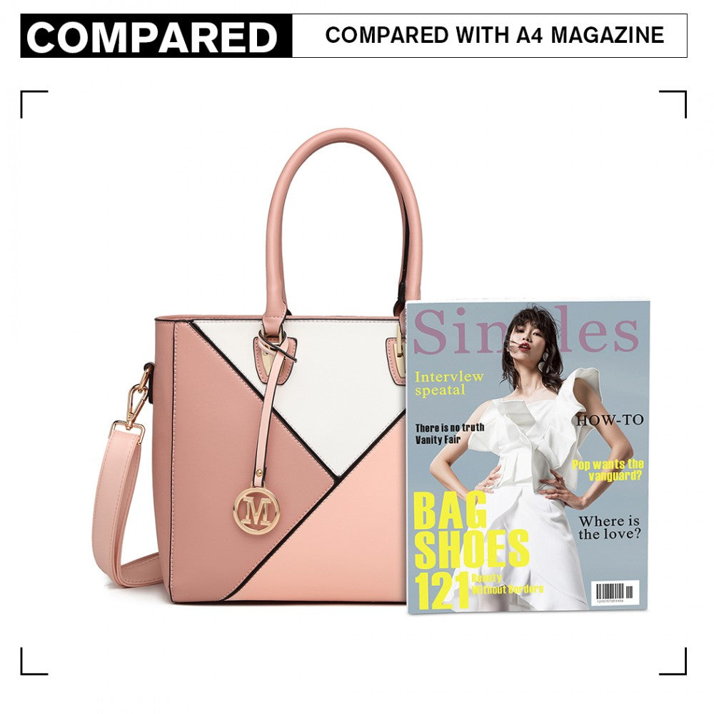 PU Leather Geometric Ombre Handbag – Nude