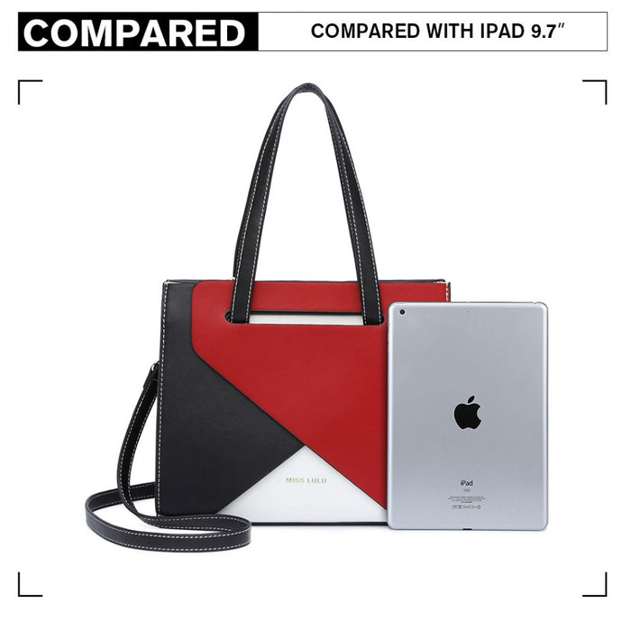 Contrast Panel Shoulder Bag – Red