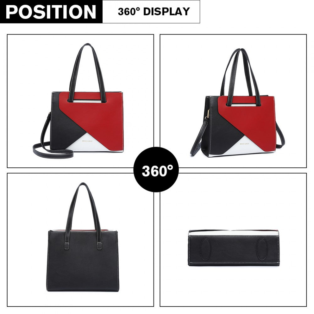 Contrast Panel Shoulder Bag – Red
