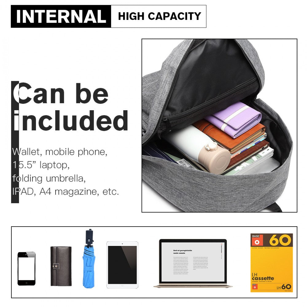 Polyester Everyday Backpack with Design – Grey