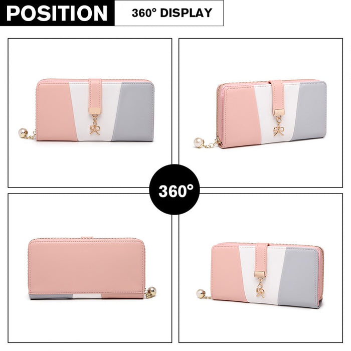 Tri Colour Women's PU Leather Purse – Grey