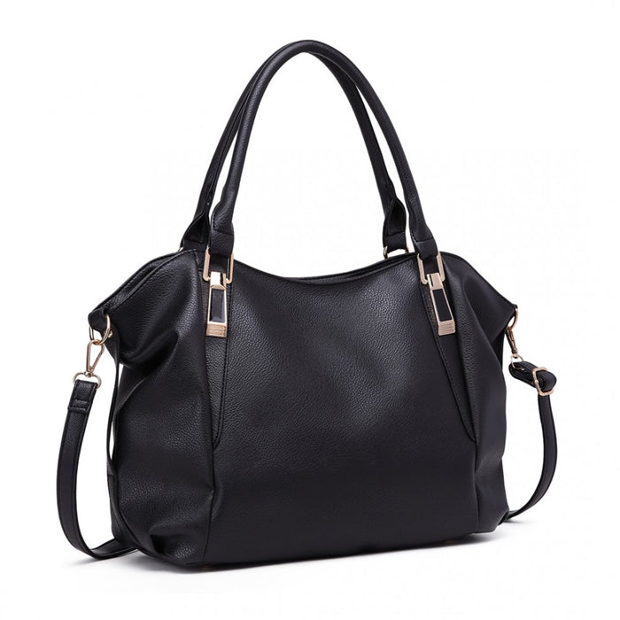 Soft PU Leather Simple Shoulder Bag – Black