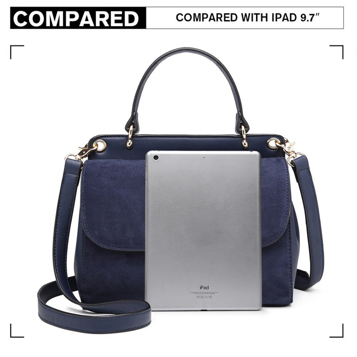 Women's PU Leather Handbag Shoulder Bag – Navy
