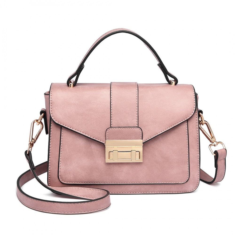 PU Leather Midi Handbag – Pink