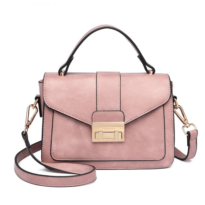 PU Leather Midi Handbag – Pink