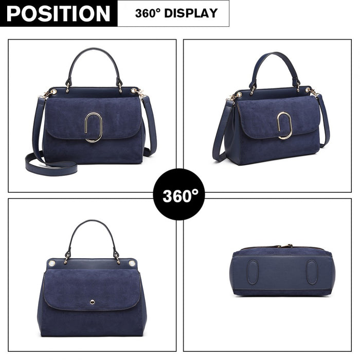 Women's PU Leather Handbag Shoulder Bag – Navy