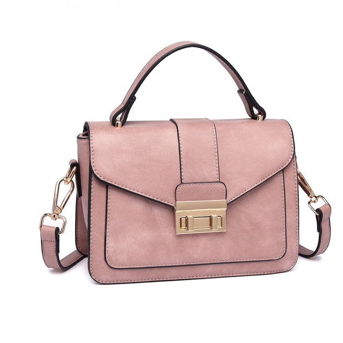 PU Leather Midi Handbag – Pink