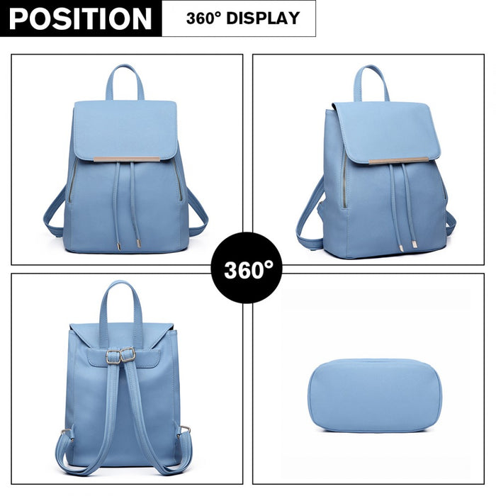 PU Leather Fashion Backpack – Light Blue
