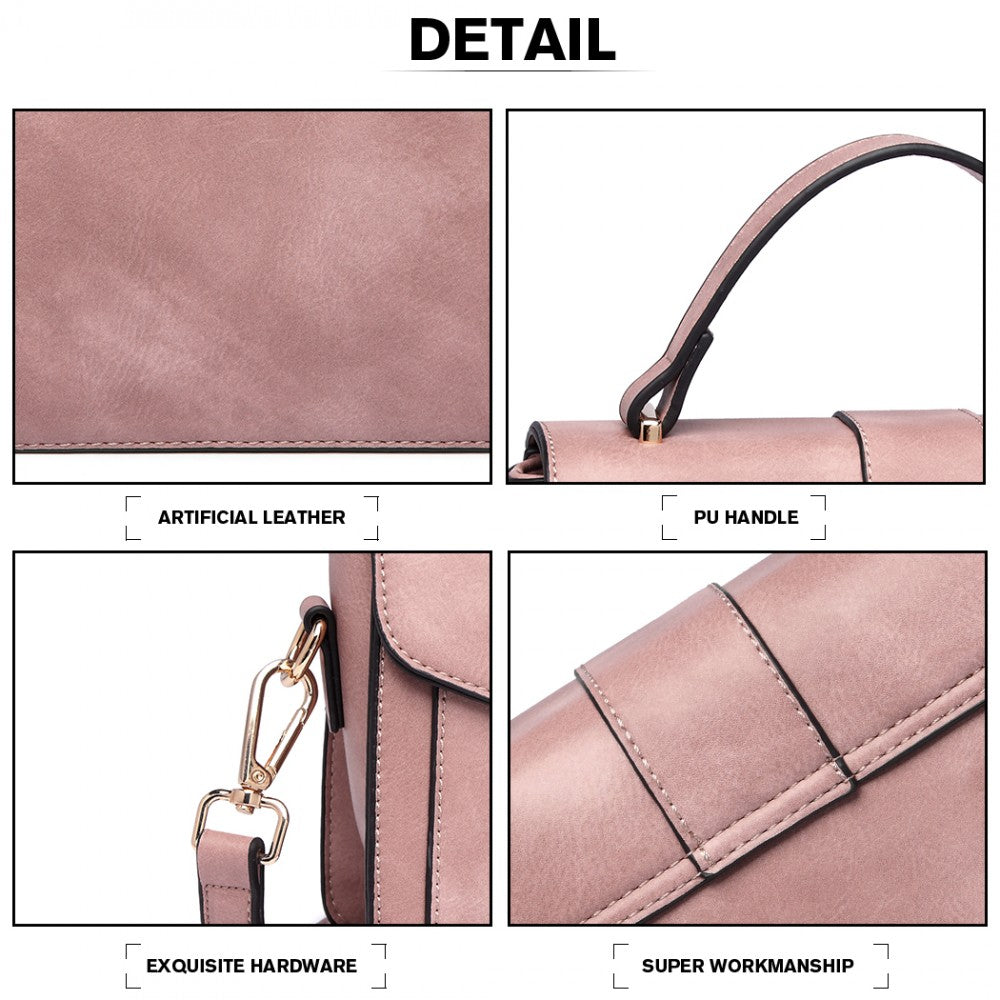 PU Leather Midi Handbag – Pink
