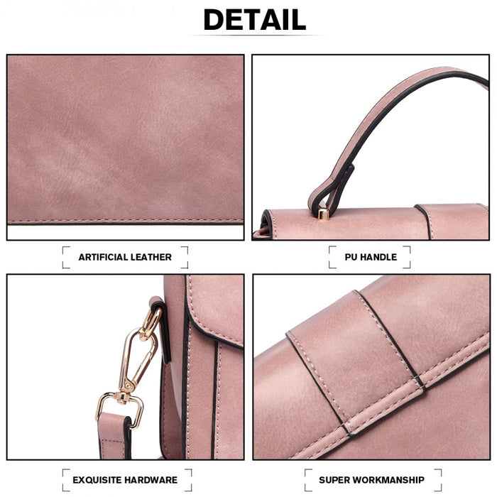 PU Leather Midi Handbag – Pink