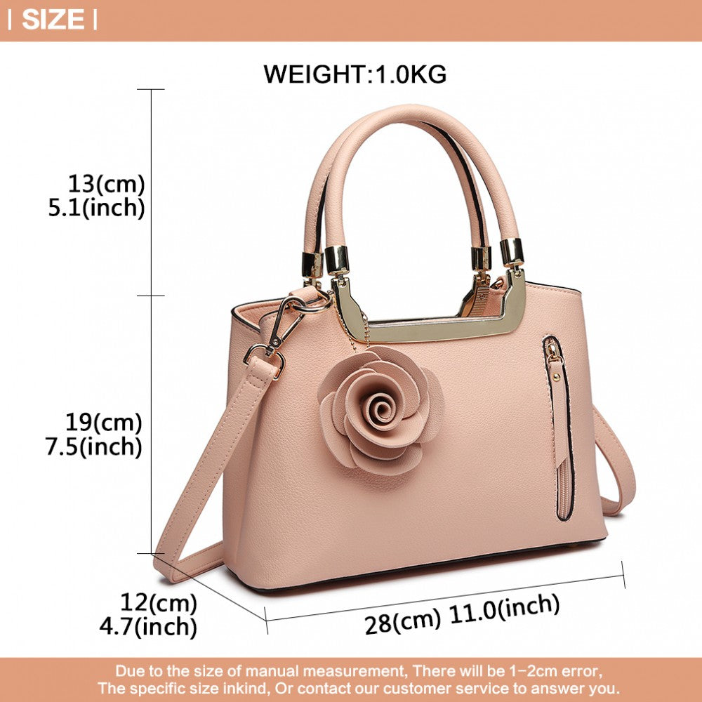 PU Leather Rose Hanging Ornament Handbag – Pink