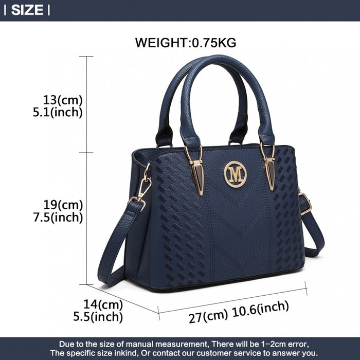PU Leather Weave Effect Shoulder Bag – Blue