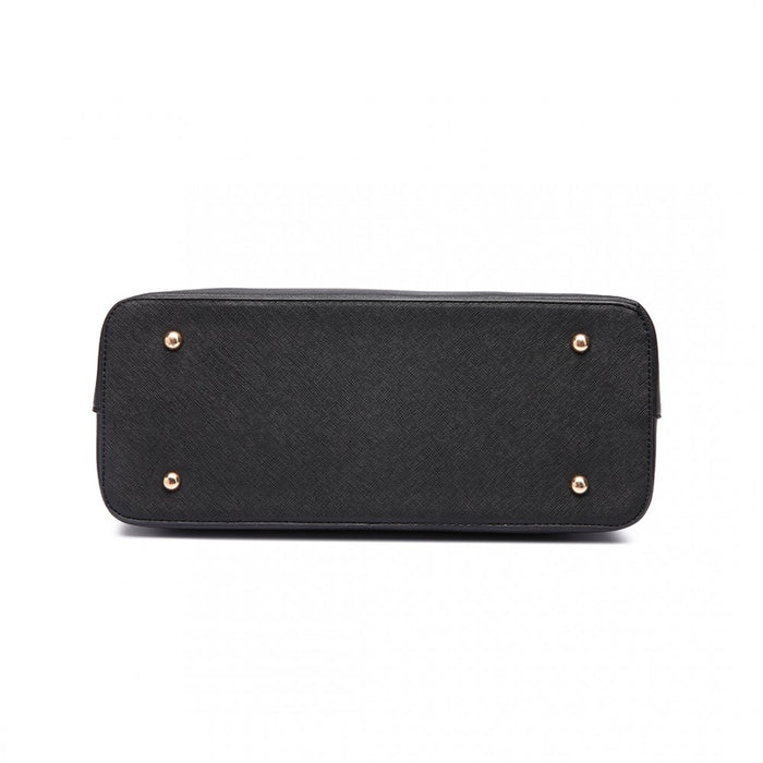 3-Piece Tote Shoulder Bag and Clutch – Black