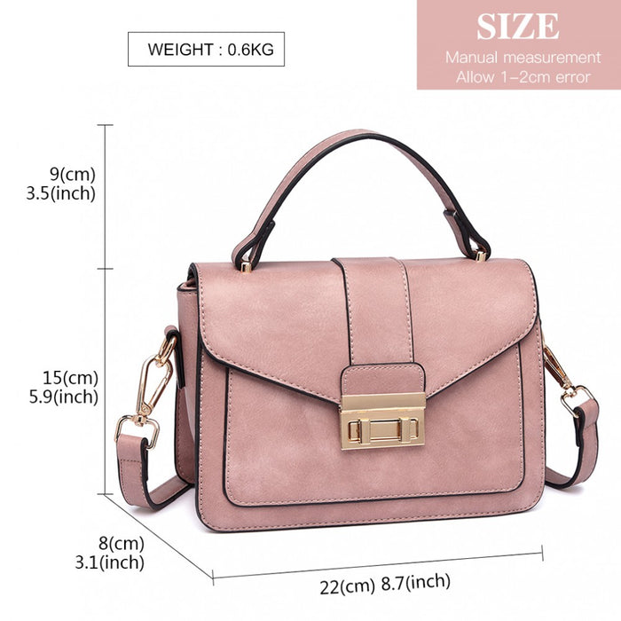 PU Leather Midi Handbag – Pink
