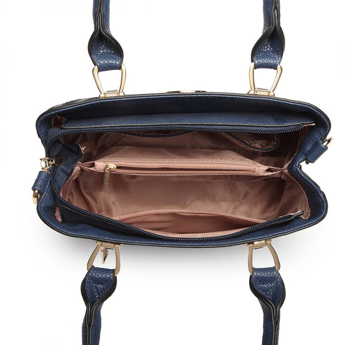 PU Leather Weave Effect Shoulder Bag – Blue