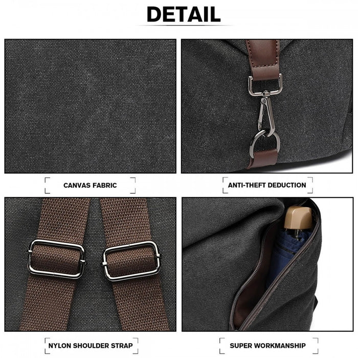 Fashion Anti-Theft Canvas Backpack – Black