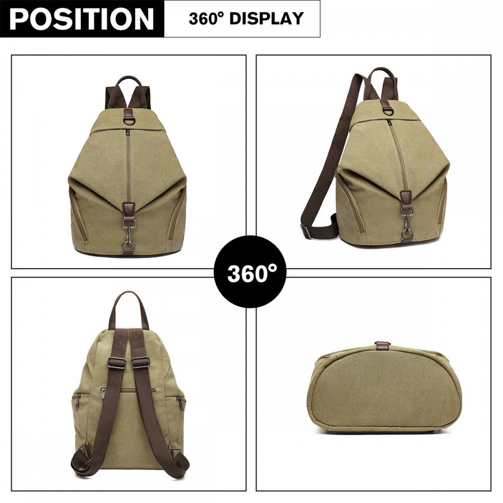 Fashion Anti-Theft Canvas Backpack – Khaki