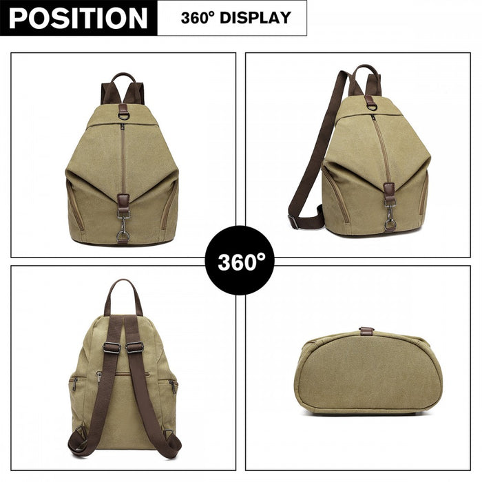 Fashion Anti-Theft Canvas Backpack – Khaki
