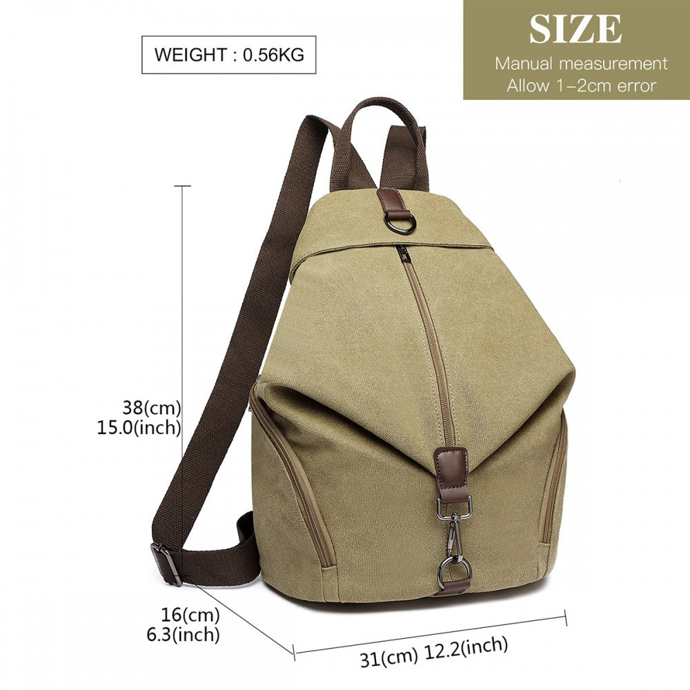 Fashion Anti-Theft Canvas Backpack – Khaki