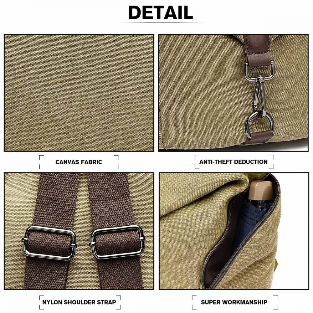 Fashion Anti-Theft Canvas Backpack – Khaki